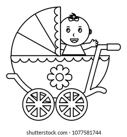 cute sweet baby girl in pram safety