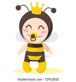 Cute sweet baby girl wearing queen bee costume