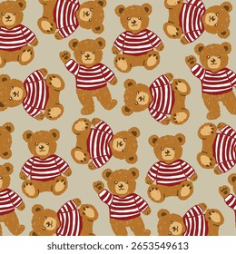 Vector dulce lindo del doodle del oso