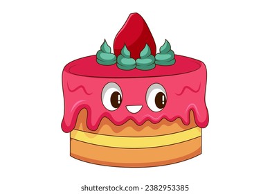 Cute Sweet Cake Cartoon Character Design