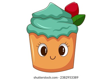 Cute Sweet Cake Cartoon Character Design