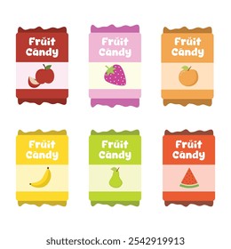 Cute sweet and candies element set with kawaii style. Suitable for flat design graphic illustration, clip art, stickers, posters, stickers, cards, etc 