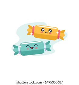 Cute Sweet Candies Flat Illustration Happy 