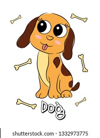Cute sweet cartoon dog. Vector illustration