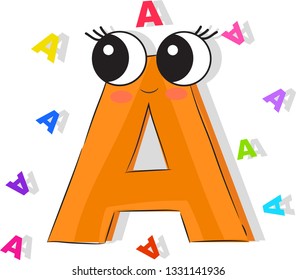 Cute sweet cartoon A letter. Vector illustration