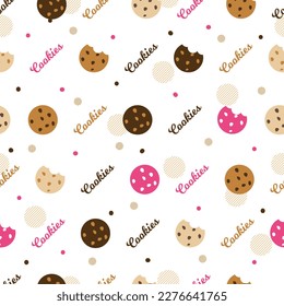 Cute Sweet Cookies Snack Party Vector Seamless Pattern can be use for background and apparel design