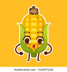 cute sweet corn character vector