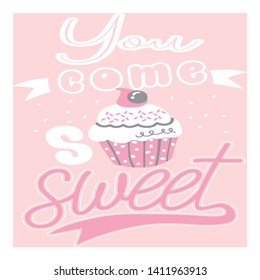 cute and sweet cupcake illustration-vector