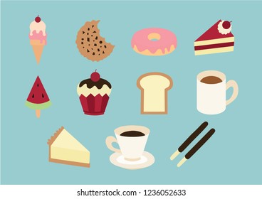 Cute sweet dessert in flat style pastel 