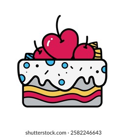 cute sweet desserts Birthday Cake cherry and strawberry romantic theme This element can be used for decoration card, Element design, Poster Background