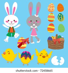 Cute and sweet Easter elements collection set