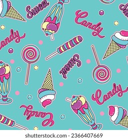 cute sweet elements for girl design patterns