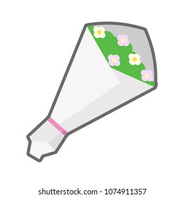 cute sweet flower bouquet icon cartoon object on white background, vector illustration