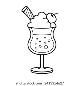 Cute sweet food beverage vector art icon design. Sugary foods simple outline. 
