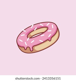 Cute sweet food beverage vector art icon design. Sugary foods simple. Donut