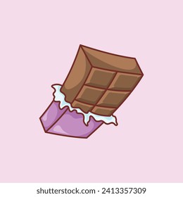 Cute sweet food beverage vector art icon design. Sugary foods simple. chocolate bar