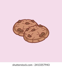 Cute sweet food beverage vector art icon design. Sugary foods simple. chocolate chip cookies