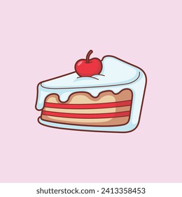 Cute sweet food beverage vector art icon design. Sugary foods simple. slice of cake 