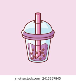 Cute sweet food beverage vector art icon design. Sugary foods simple. boba drink