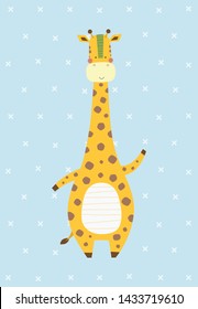 Cute and sweet giraffe. Vector illustration in a scandinavian style. Cute and funny poster.