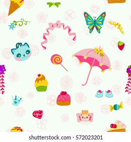 Cute and sweet girlish seamless pattern.