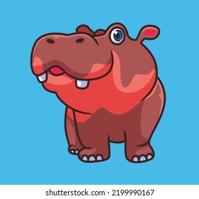 cute sweet hippo. isolated cartoon animal illustration. Flat Style Sticker Icon Design Premium Logo vector. Mascot Character