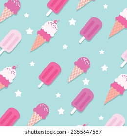 cute sweet ice cream in summer style illustration