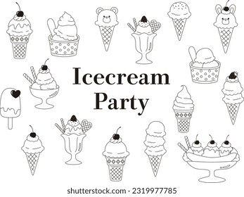 Conjunto de ilustraciones vectoriales de helados dulces y cortos