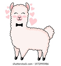 Cute sweet lama and alpaca. Girly flat vector hand drawings. Fairy character, cute, animals. cute and very beautiful.