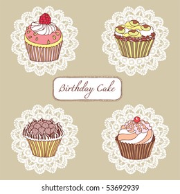 cute and sweet little cupcakes set