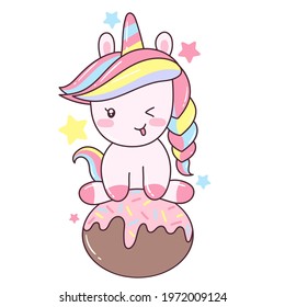 Cute sweet magic princess at dress unicorn. Girly flat vector hand drawings. Fairy character, cute, animals, horse. Pony unicorn, cute and very beautiful.