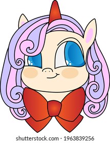 Cute sweet magic unicorn. Girly flat vector hand drawings. Fairy character, cute, animals, horse. Pony unicorn, cute and very beautiful.