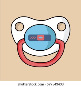 cute sweet modern pacifier illustration vector clean with black outline or line for little tiny female girl or male boy. for new born child or kid with open slider button Against Crying. funny method.