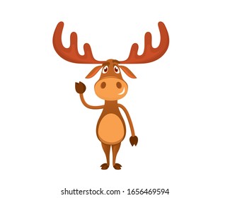 Cute and Sweet Moose Illustration with Cartoon Style