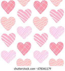 Cute sweet pink hearts pattern vector