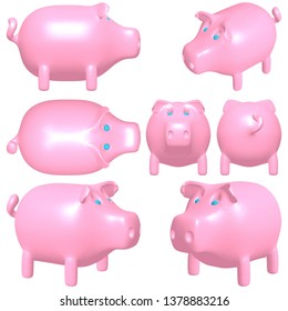 Cute Sweet Pink Rose Pig Vector 01. Illustration Isolated On White Background. A vector illustration Of A Pig.