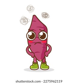 Cute sweet potato character got angry isolated on white background. sweet potato character emoticon illustration