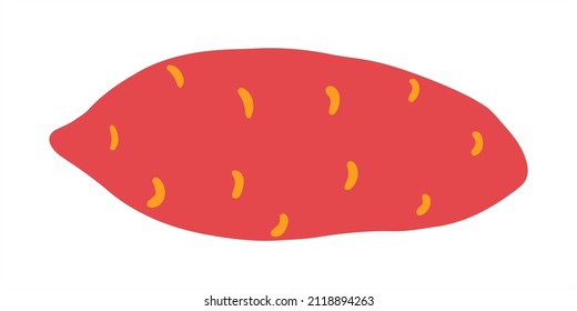 Cute sweet potato icon. Vector flat hand drawn illustration of batata in cartoon style	