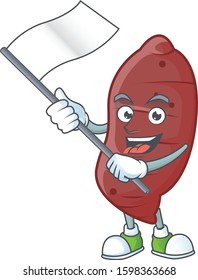 cute sweet potatoes cartoon character design holding a flag