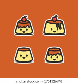 Cute sweet pudding character vector