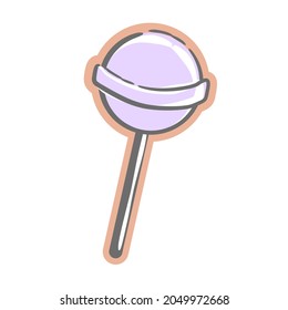 Cute sweet purple lollipop candy for dessert cartoon vector illustrations.