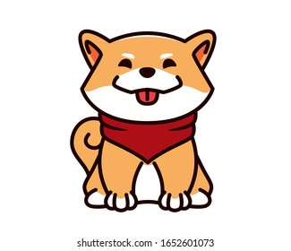 Cute and Sweet Shiba Inu with Smiling Expression Illustration