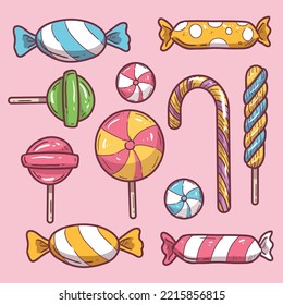 A cute sweet of some candies in vector