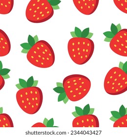 Cute sweet strawberry pattern. Spring-summer illustration of strawberries, repeats the wallpaper. Pink background. Vector of seamless pattern.