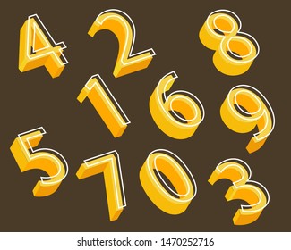 Cute and sweet Style of isometric or 3D numbers vector illustration