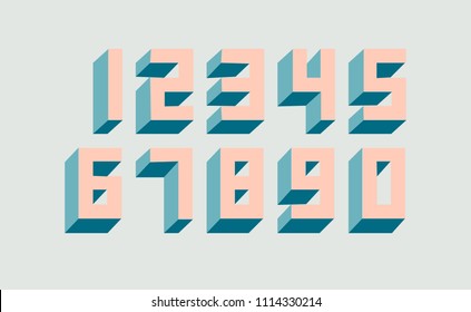 Cute and sweet Style of isometric numbers vector illustration