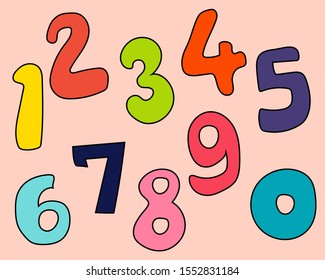 Cute and sweet Style numbers vector cartoon illustration