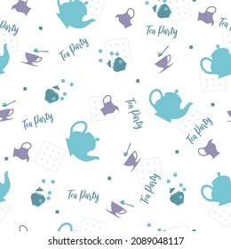 Cute and Sweet Tea Party Time Vector Graphic Art Seamless Pattern can be use for background and apparel design