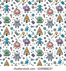 Cute and sweet vintage ready robot pattern. 100% vector ready pattern