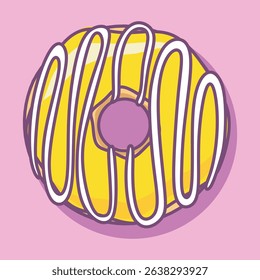 Cute sweet whole donut, doughnut ring vector illustration.